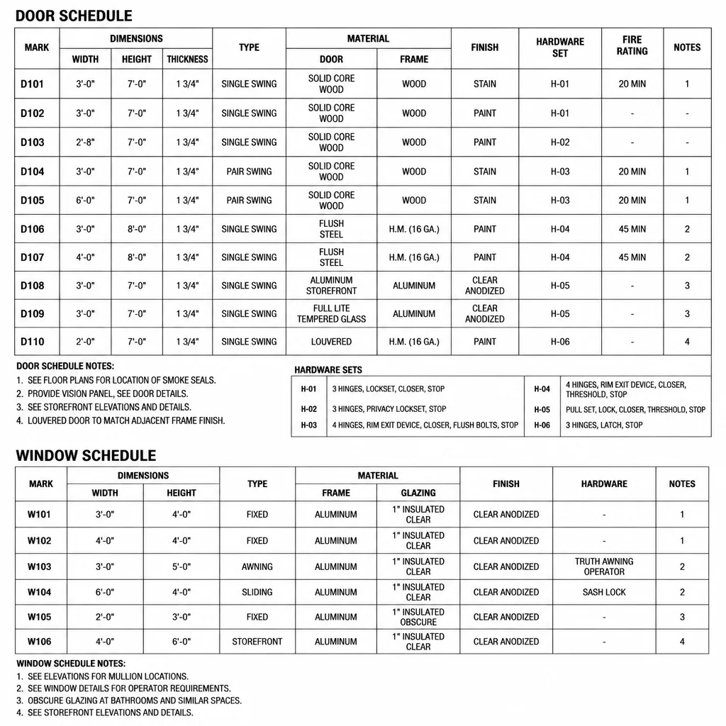 Door and Window Schedule Review